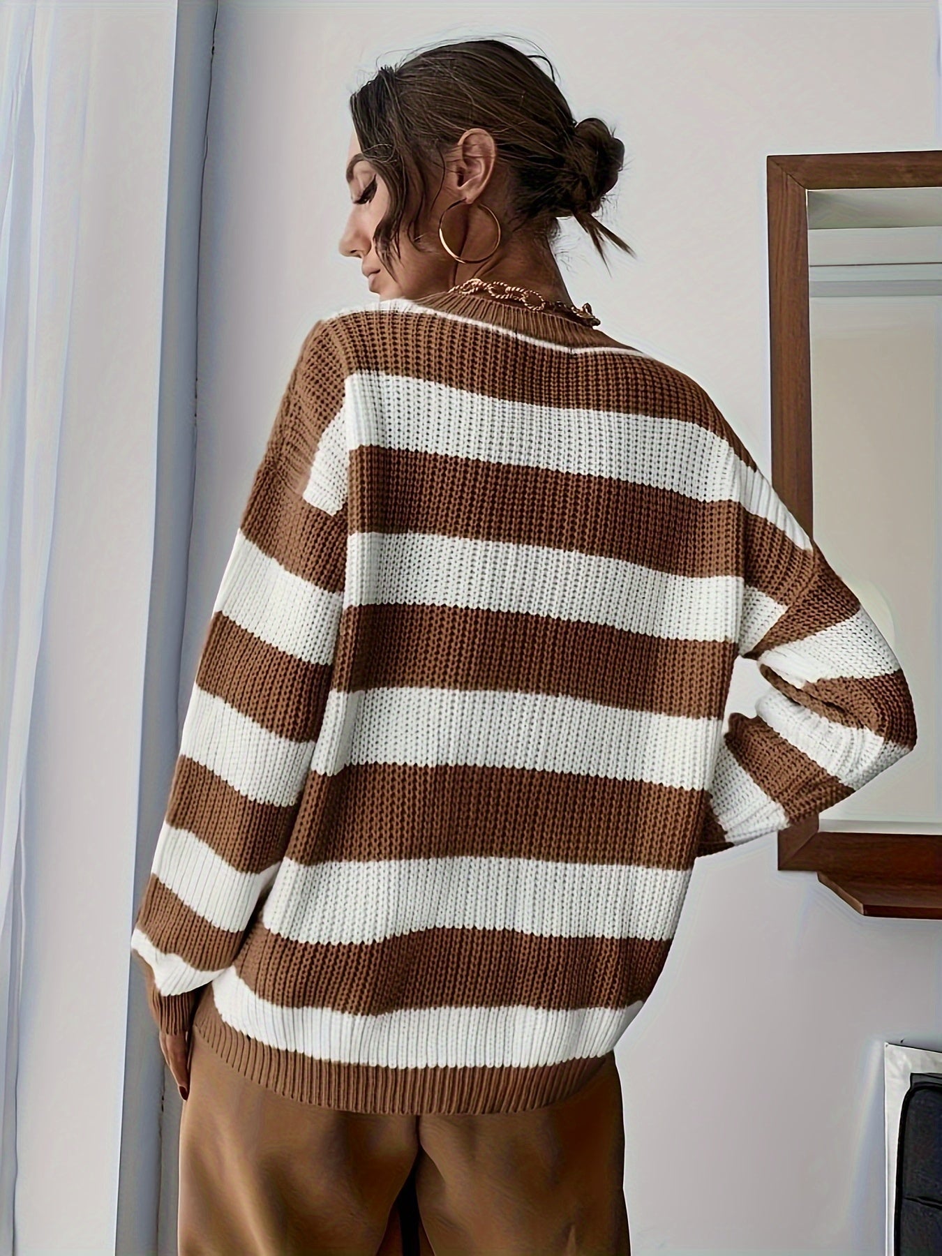 Pull Femme Rayé Col Roulé Confortable 7