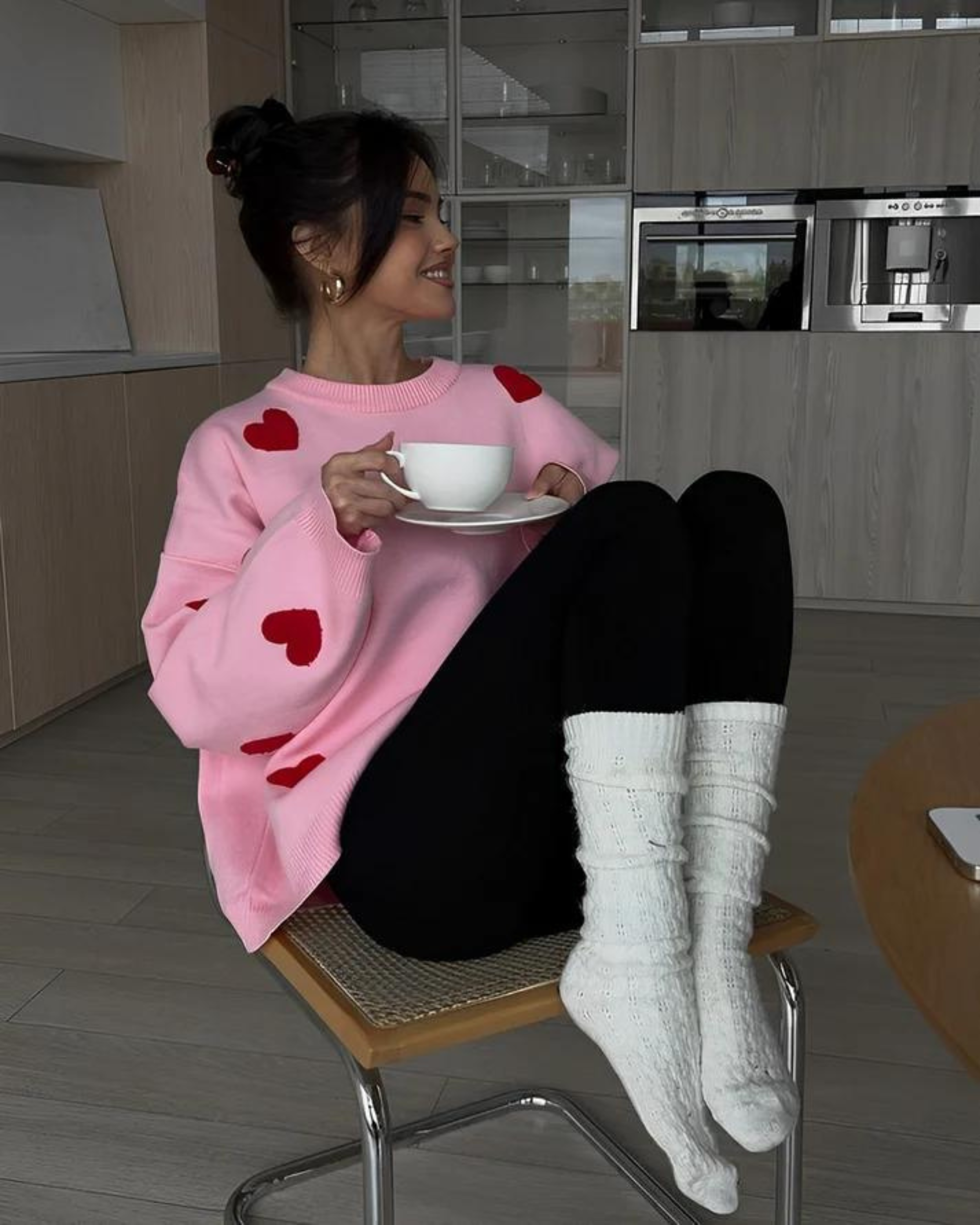 Pull Femme Surdimensionné Imprimé Cœur 6