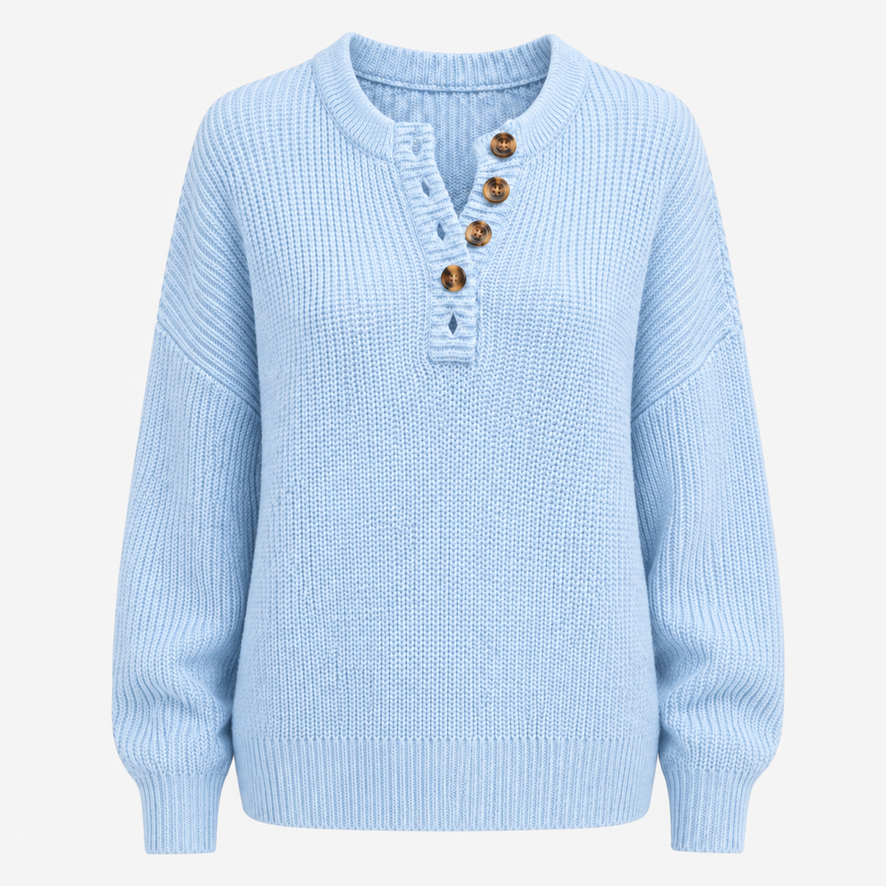 Pull Long Femme Maille Douce à Boutons Élégance Décontractée