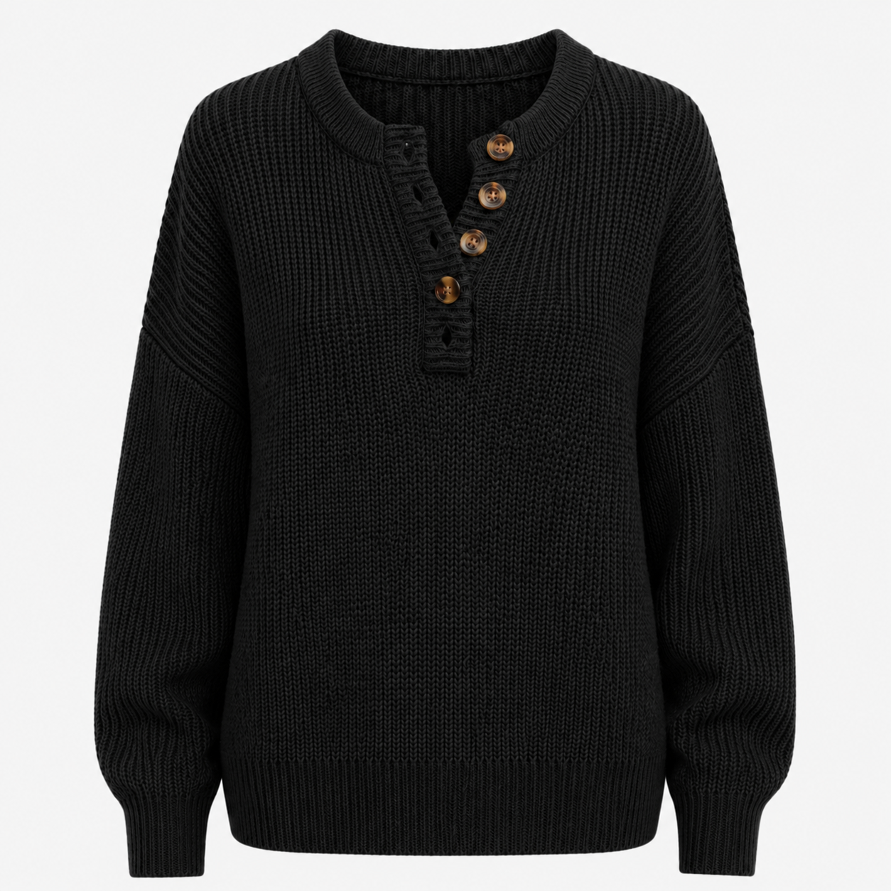 Pull Long Femme Maille Douce à Boutons Élégance Décontractée