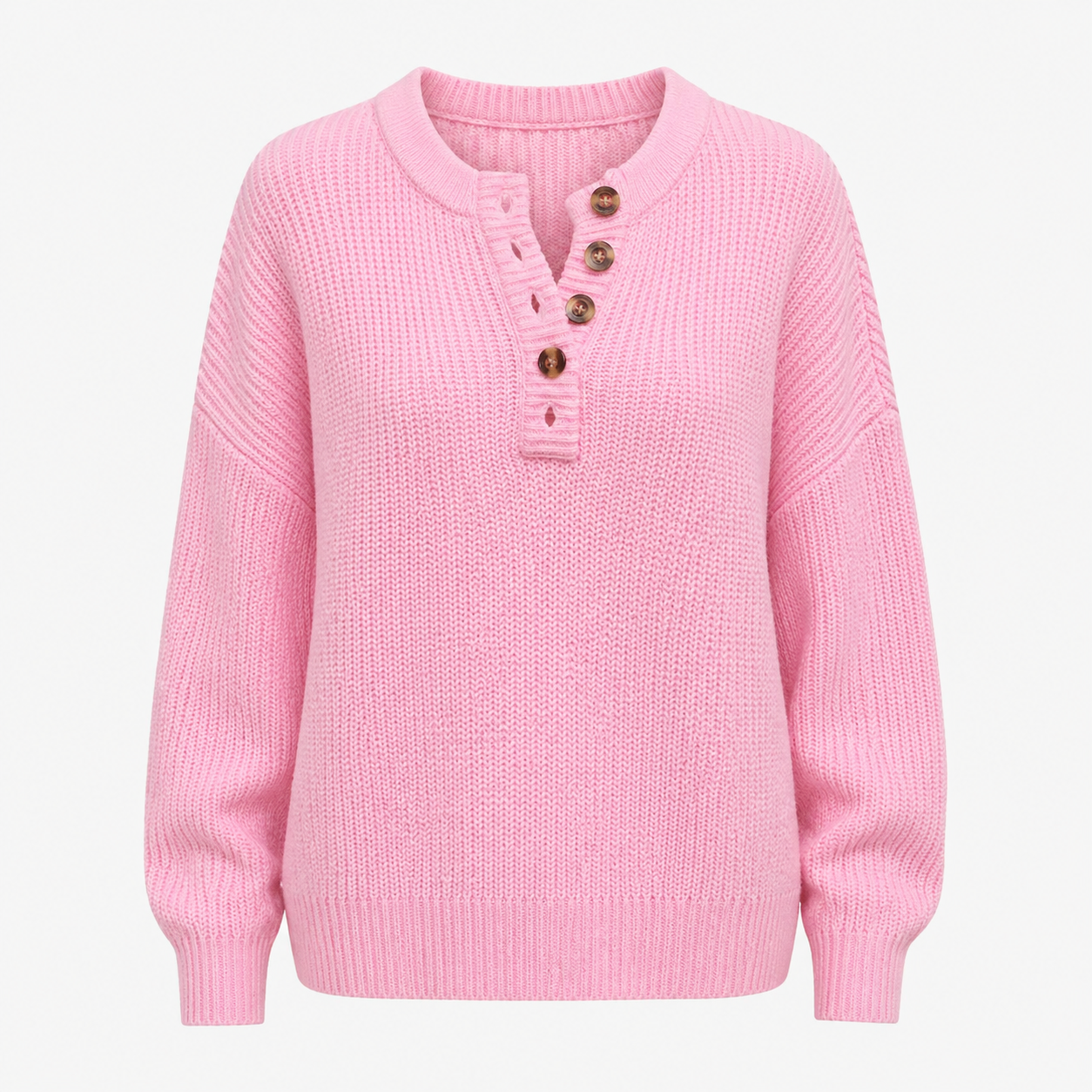 Pull Long Femme Maille Douce à Boutons Élégance Décontractée