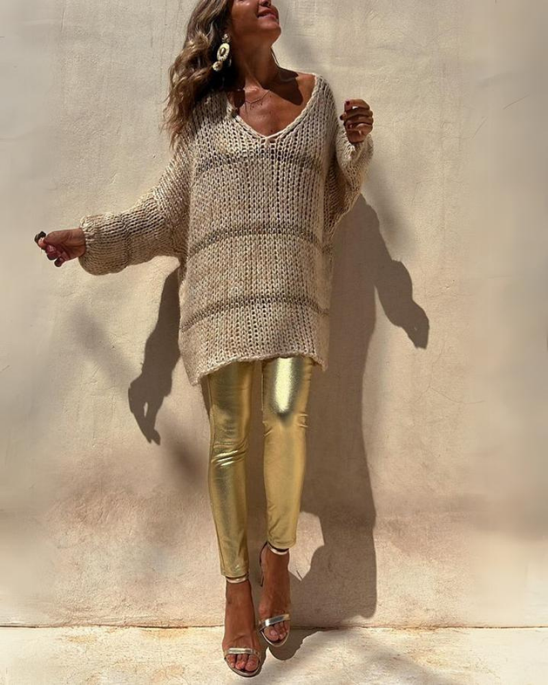 Pull Over Femme Colorblock Élégant à Rayures 5