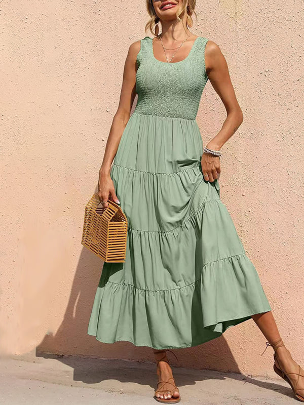 Robe Longue Femme Élégante Été Plissée 0