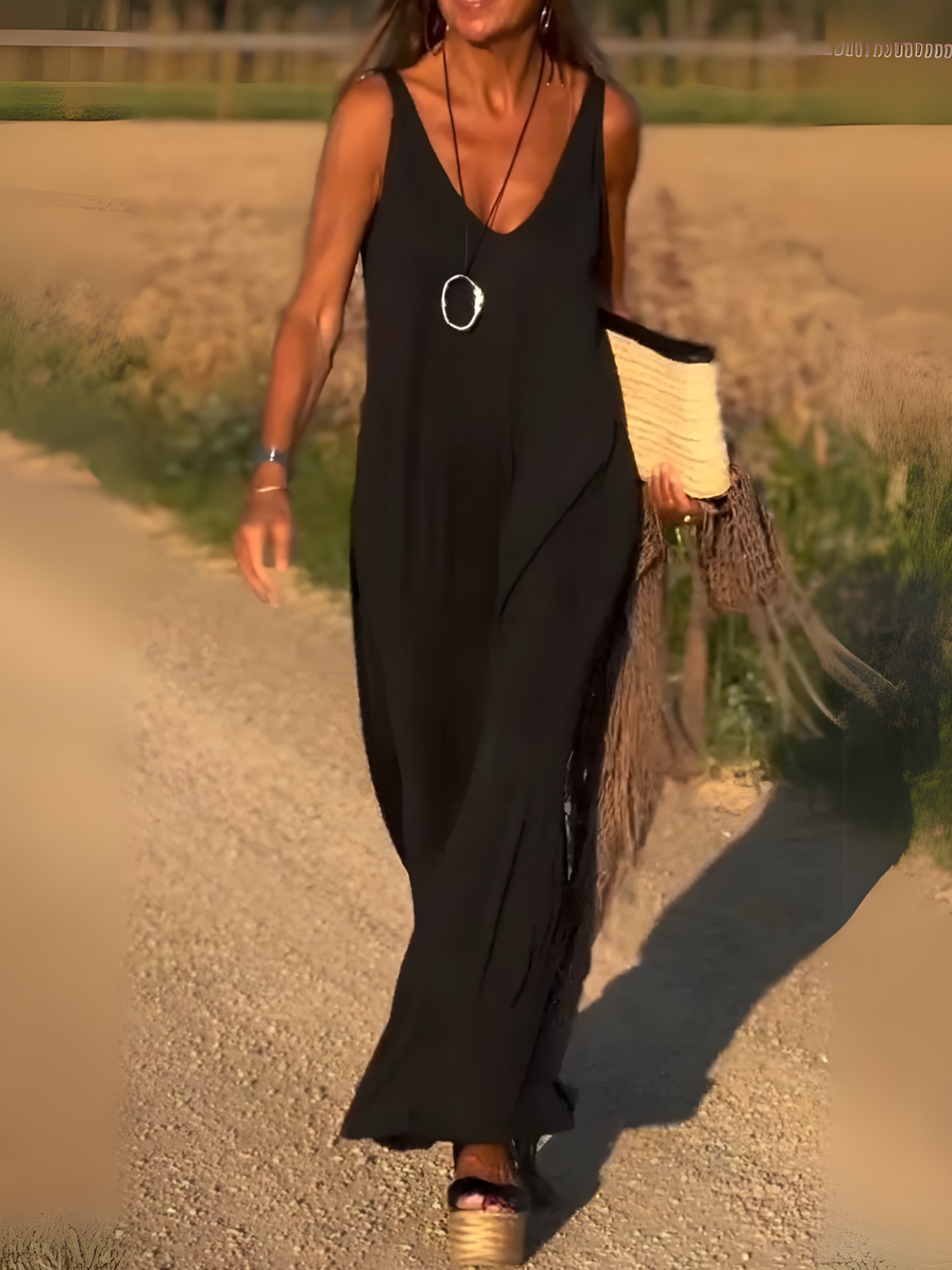 Robe Longue Femme Maxi d'Été Fluide Sans Manches - Idéale Plage &