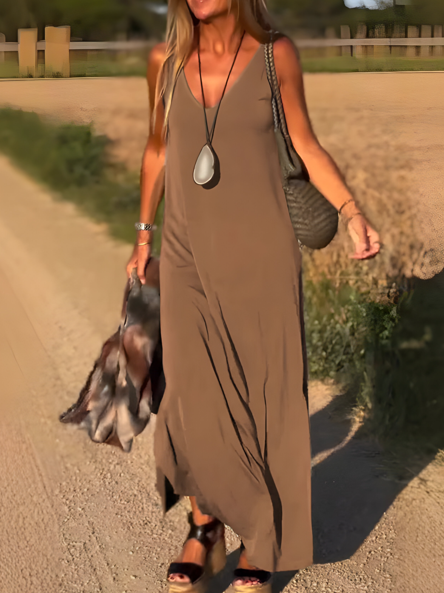 Robe Longue Femme Maxi d'Été Fluide Sans Manches - Idéale Plage &
