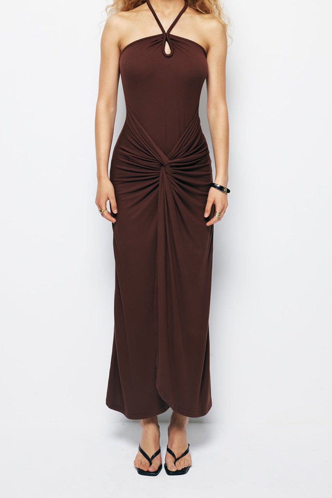 Robe Longue Femme Fendue Col Halter Polyester
