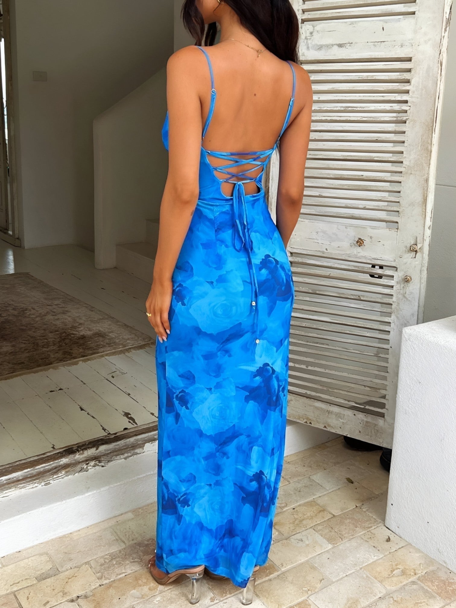 Robe Longue Fleurie d'Été pour Femme Bretelles Ajustables