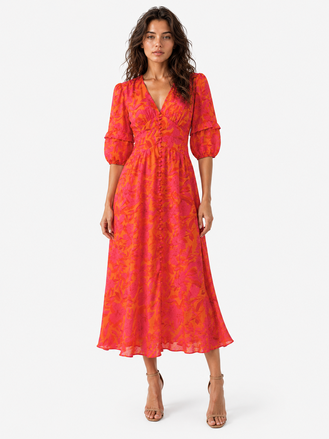 Robe Longue Fluide Rouge Élégante Femme - Maxi Légère d'Été pour