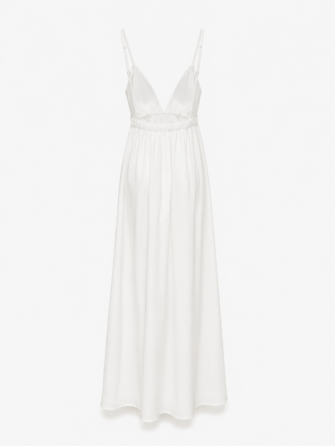 Weißes Sommer-Maxikleid mit nacktem Rücken und feinen Trägern für Damen