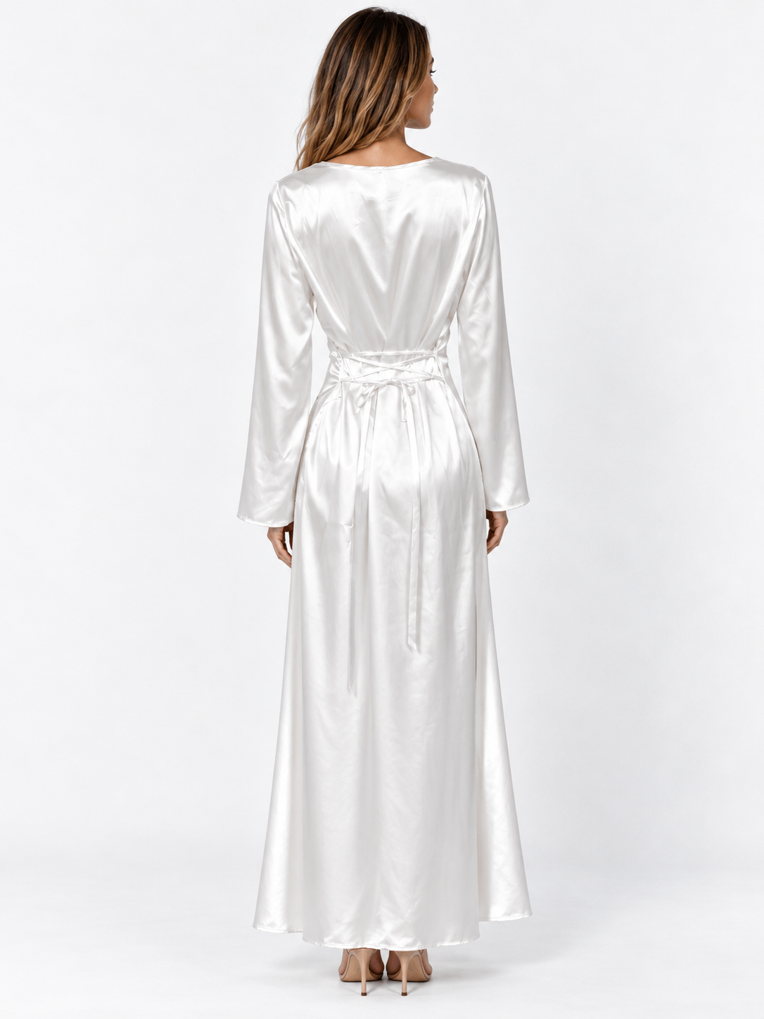 Vestido largo satinado elegante para mujer - Maxi para noche y ceremonia, fluido