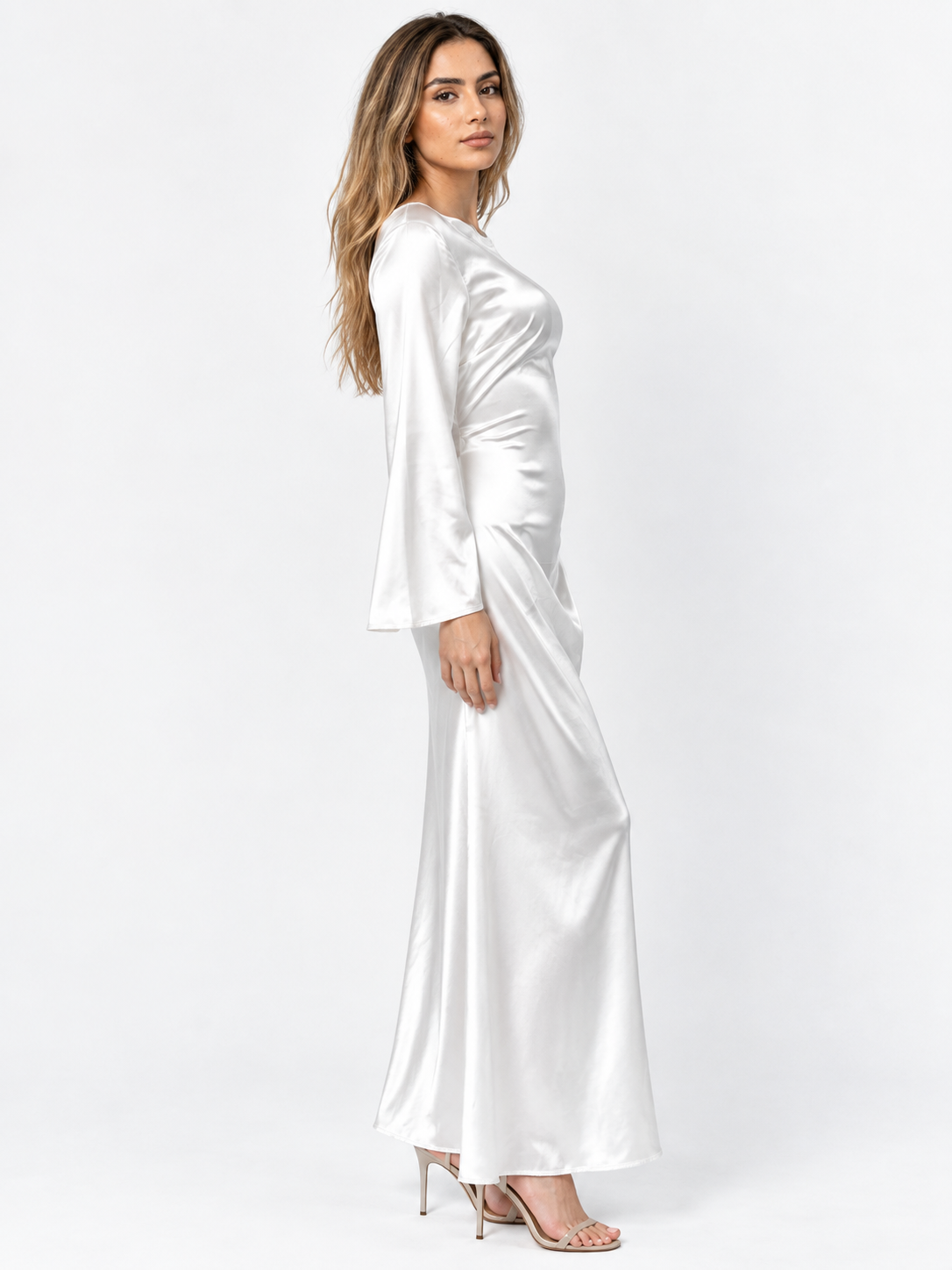 Vestido largo satinado elegante para mujer - Maxi para noche y ceremonia, fluido