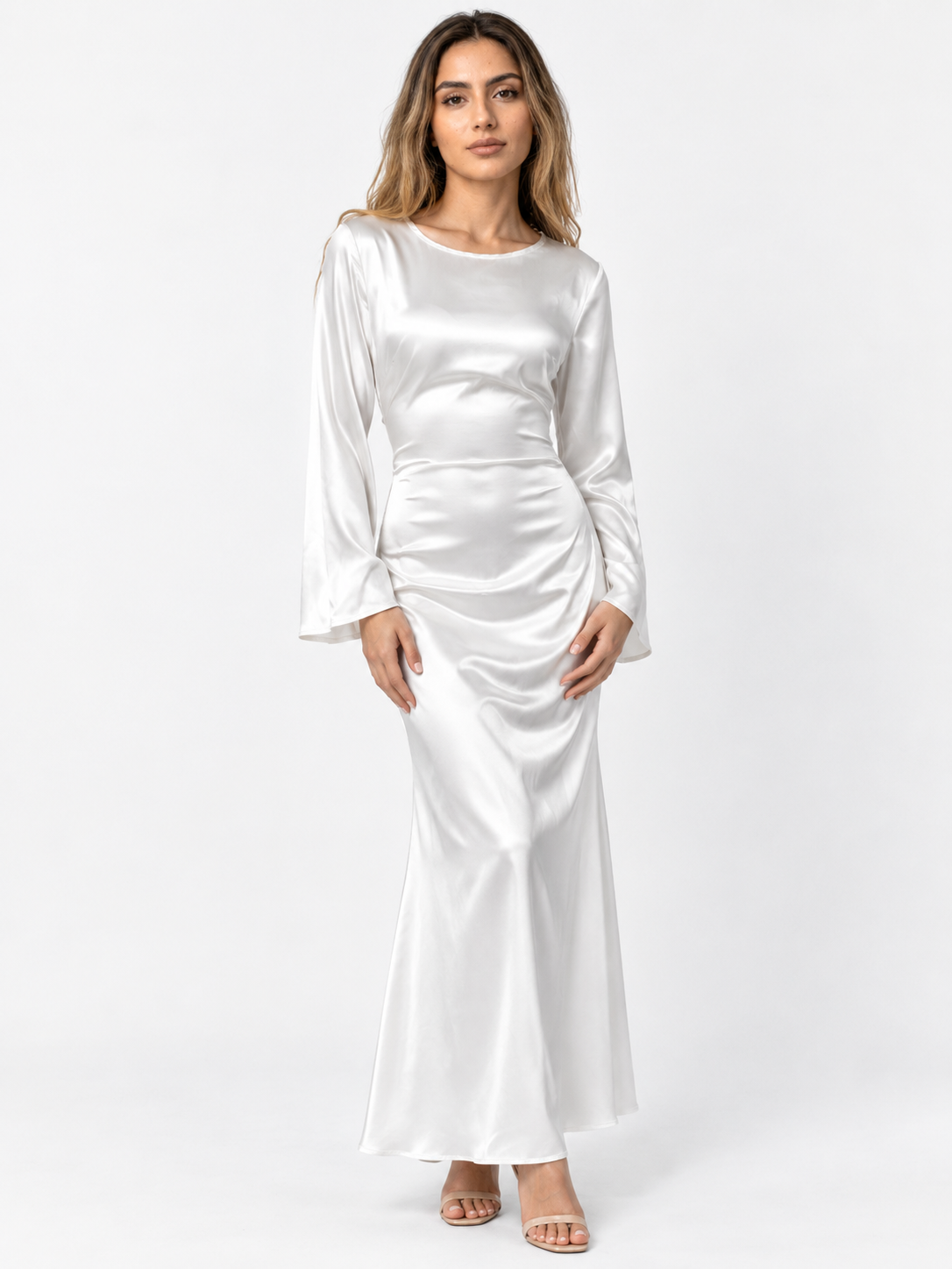 Vestido largo satinado elegante para mujer - Maxi para noche y ceremonia, fluido