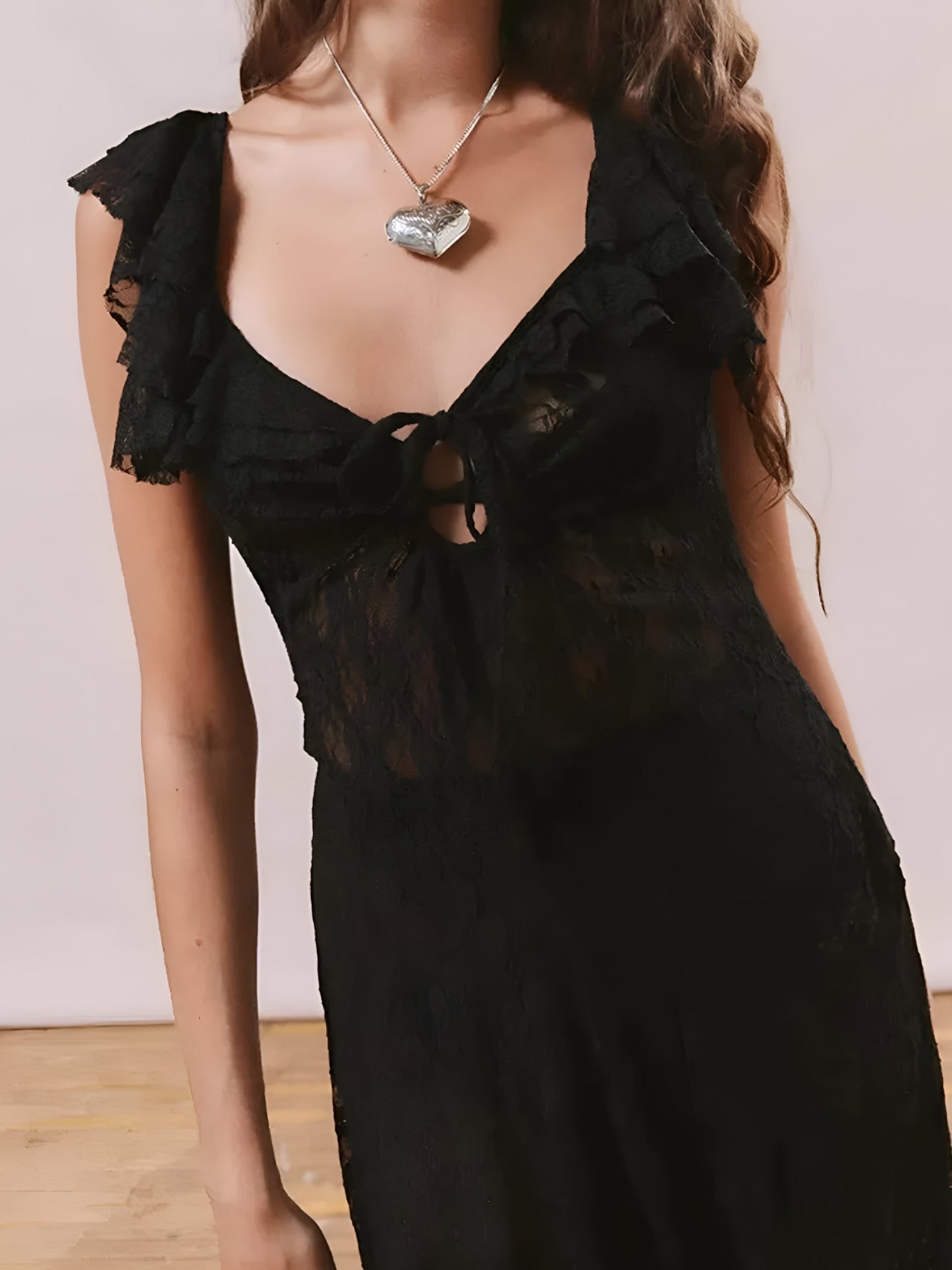 Robe Midi Asymétrique en Dentelle Femme Mode Féminine