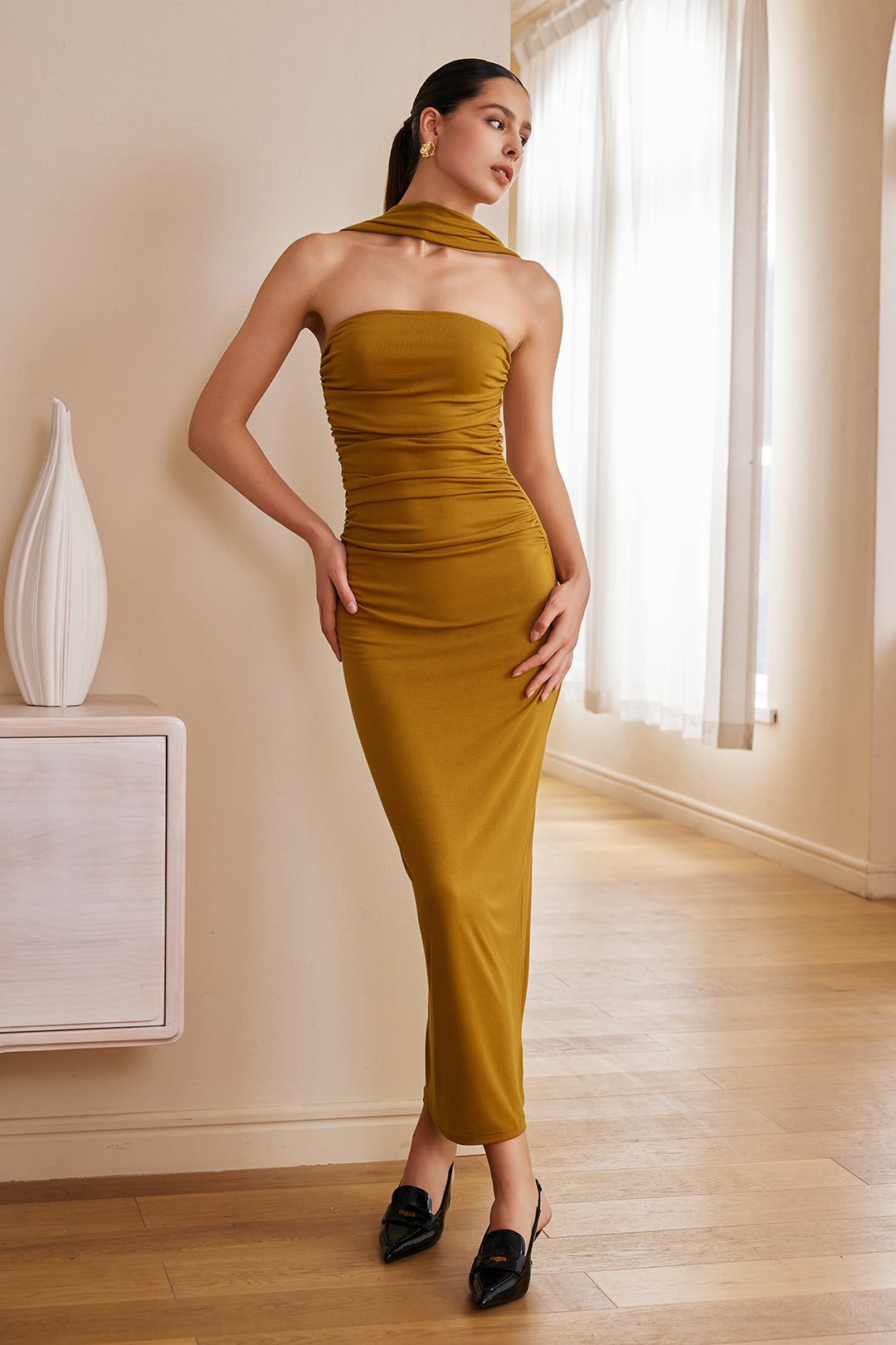 Robe Midi Chic Femme Élégante et Confortable 5