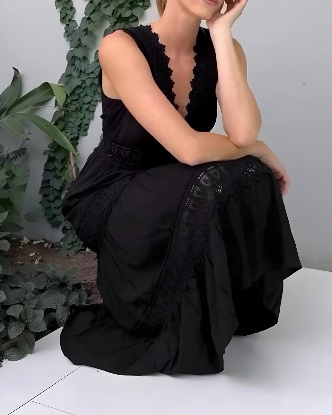 Ärmelloses Midikleid aus Spitze für Damen