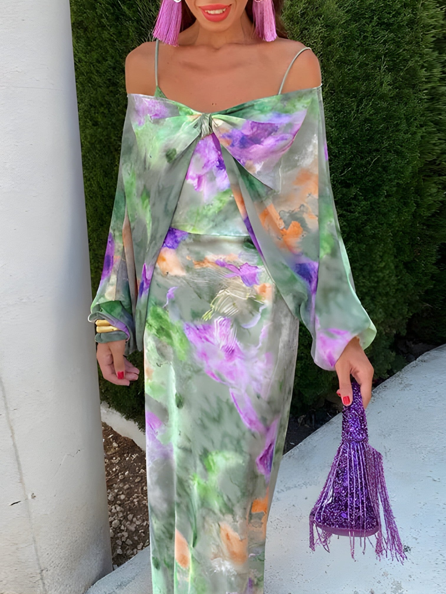 Leichtes Sommer-Midikleid für Damen, fließend mit Trägern, für Strand und Urlaub