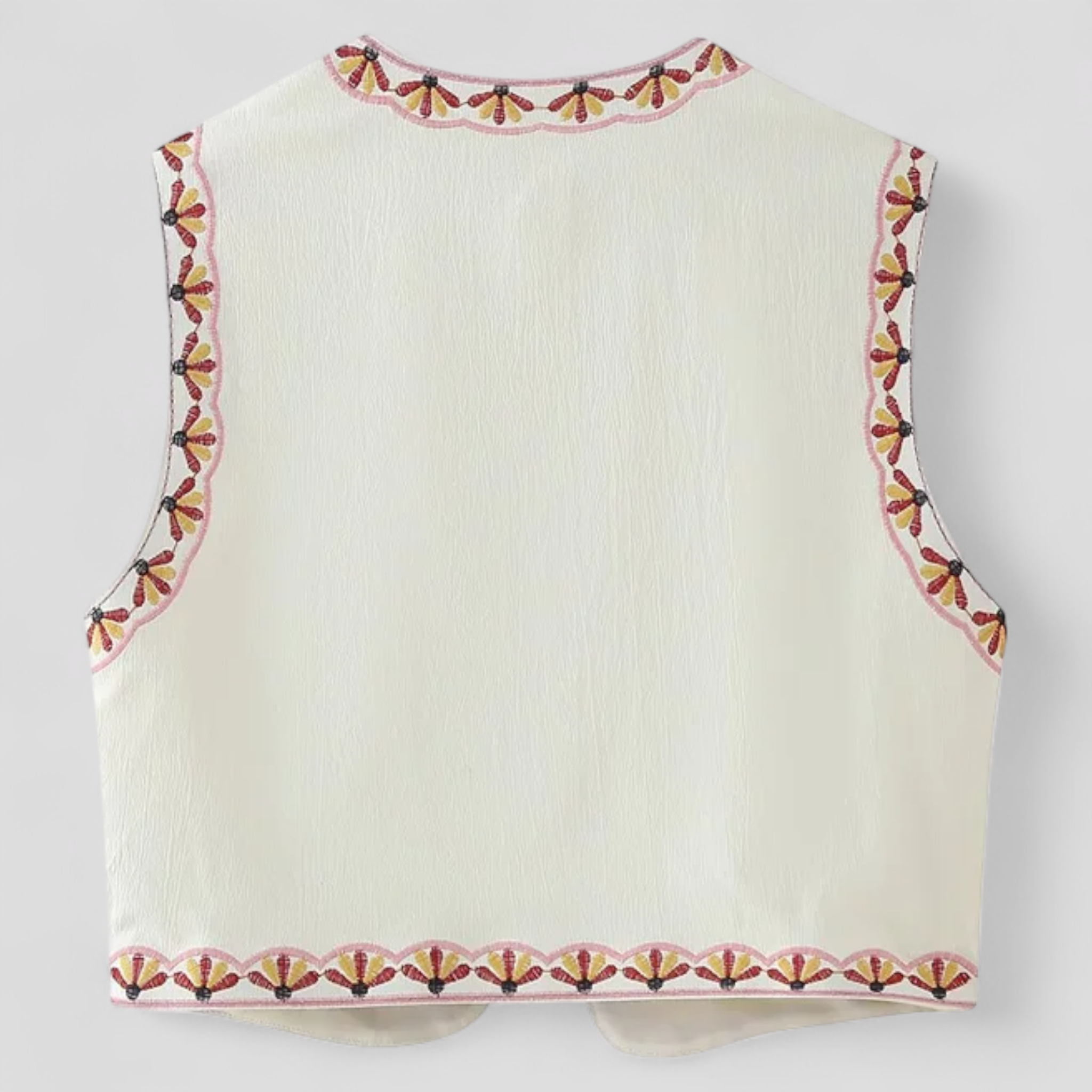 Gilet Bohème Brodé à Motifs Floraux Coton Femme