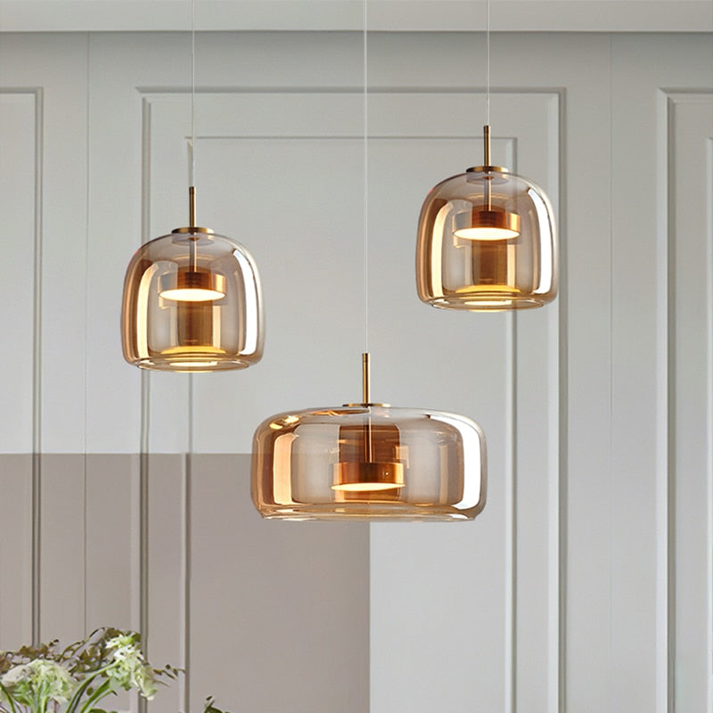 Suspension de Luxe Verre et Métal - Éclairage Élégant