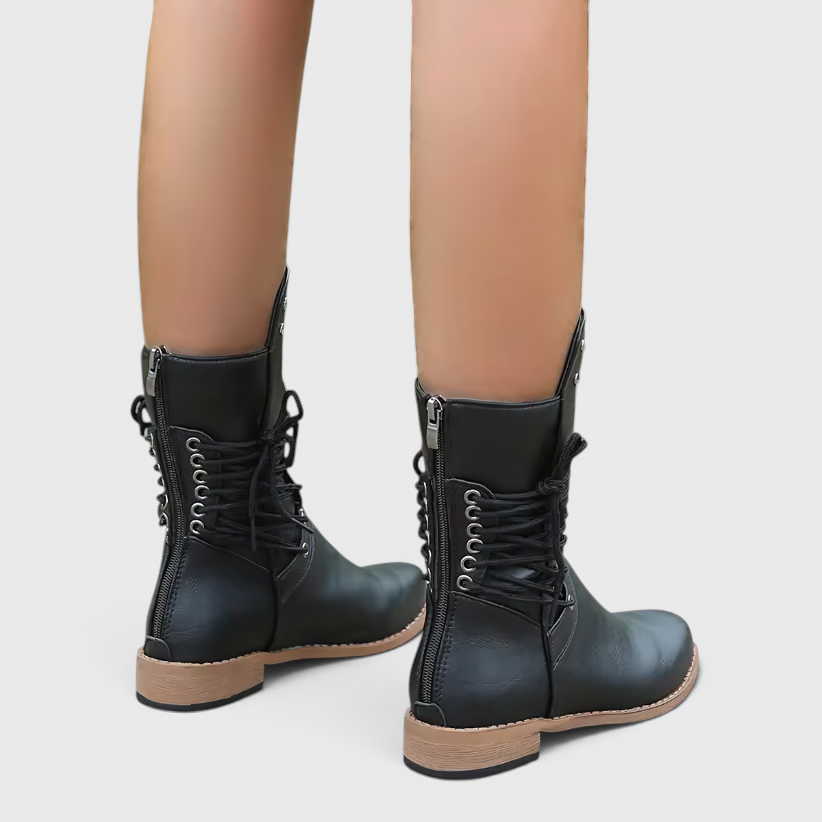 Bottes à Lacets pour Femme avec Talon Carré et Détails Western