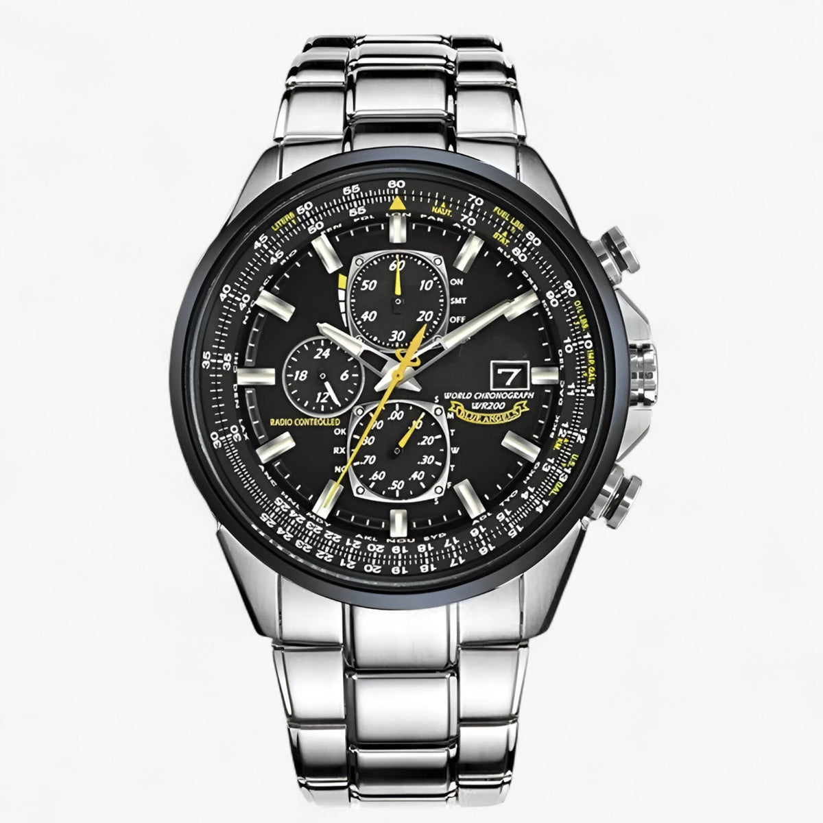 Montre Chronographe Homme MultiSteel 42mm – Acier Argenté, Cadran Bleu