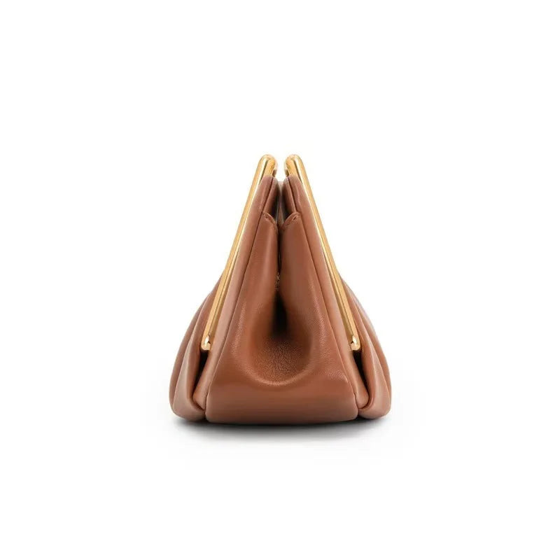 Měkké kožené pouzdro, origami design, zlatá šestihranná rukojeť