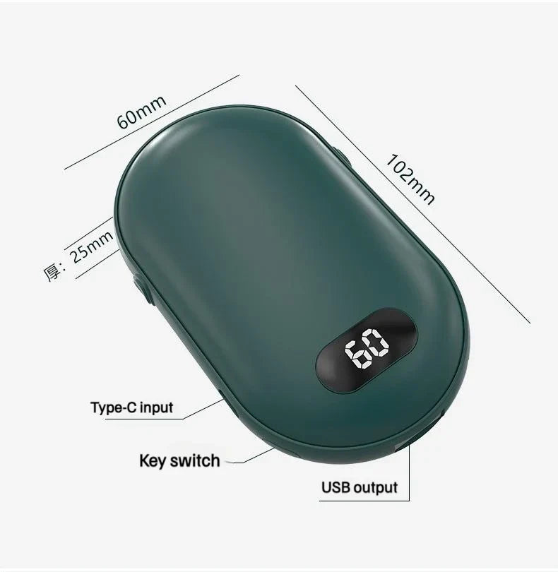 Chauffe-Mains Batterie Externe 2-en-1 - Chargeur USB de Poche