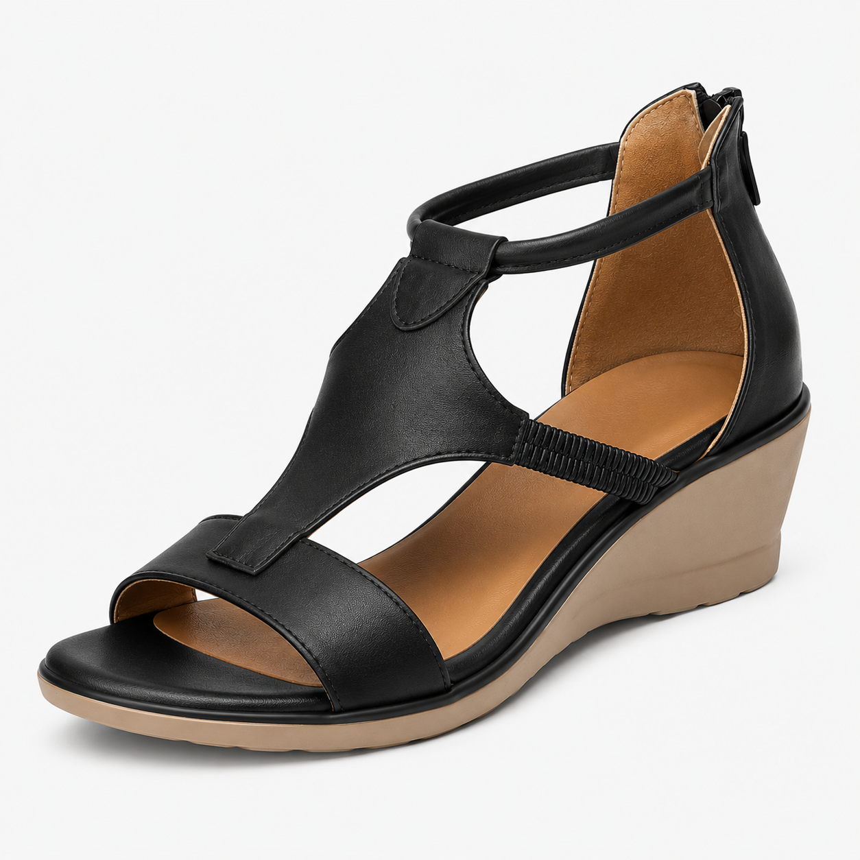 Sandales Compensées Femme Confort Cuir Premium avec Soutien Voûte