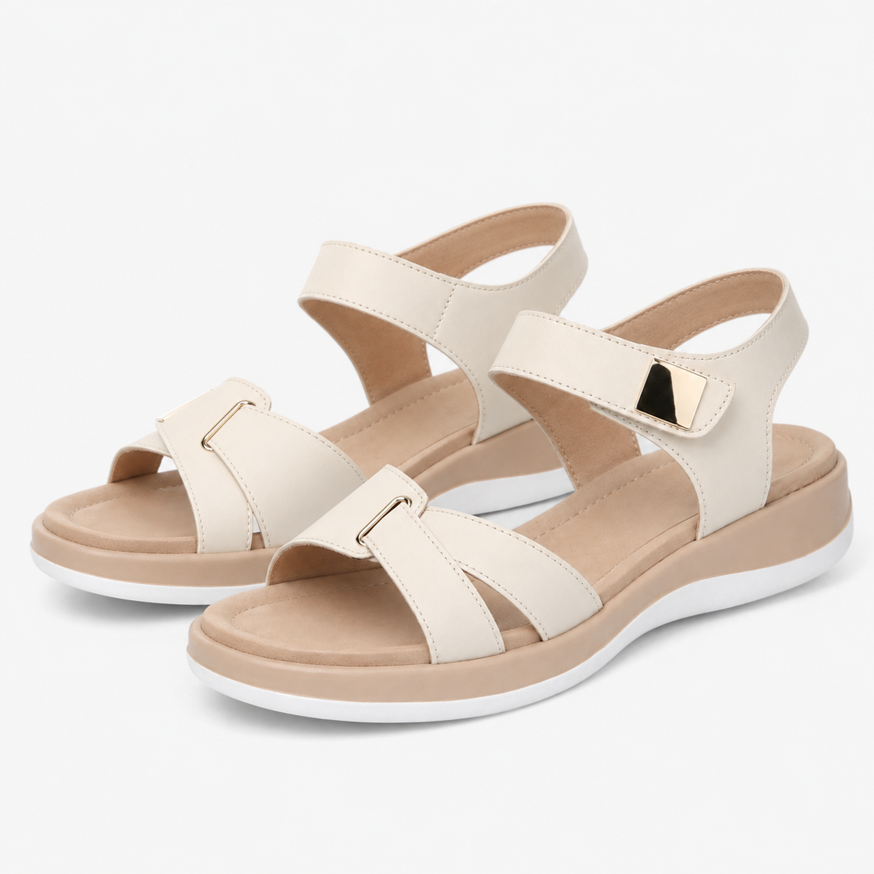 Sandales Orthopédiques Femme Confortables en Cuir avec Support Voûte Plantaire