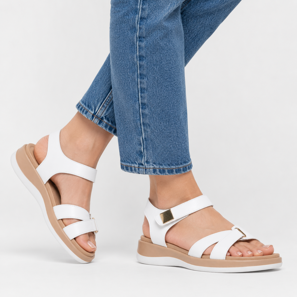 Sandales Orthopédiques Femme Confortables en Cuir avec Support Voûte Plantaire