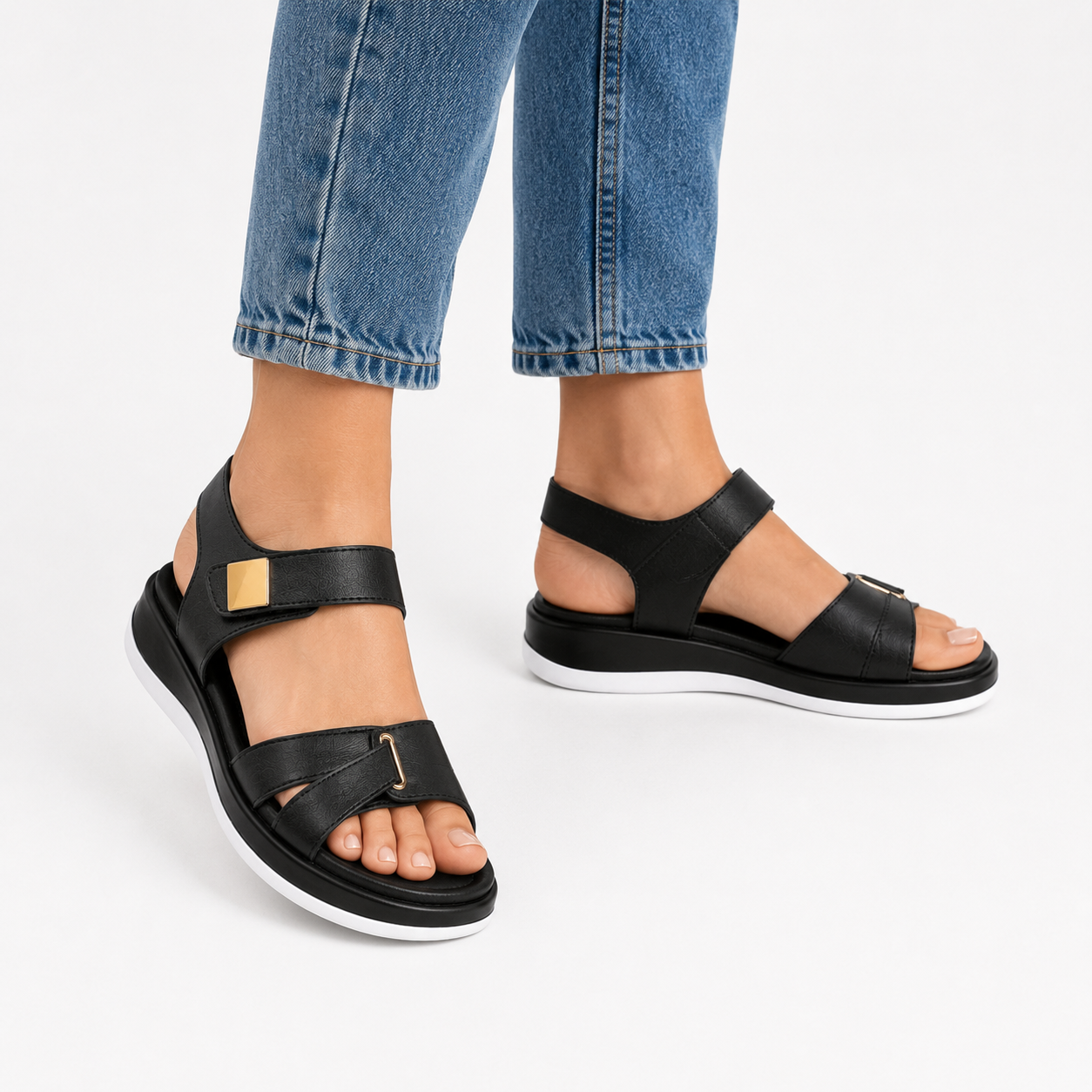 Sandales Orthopédiques Femme Confortables en Cuir avec Support Voûte Plantaire