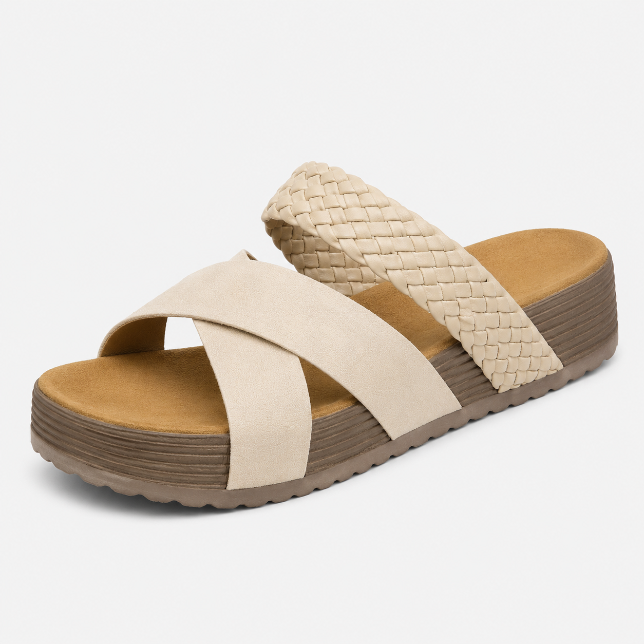 Bequeme Plateausandalen mit geflochtenen Riemen
