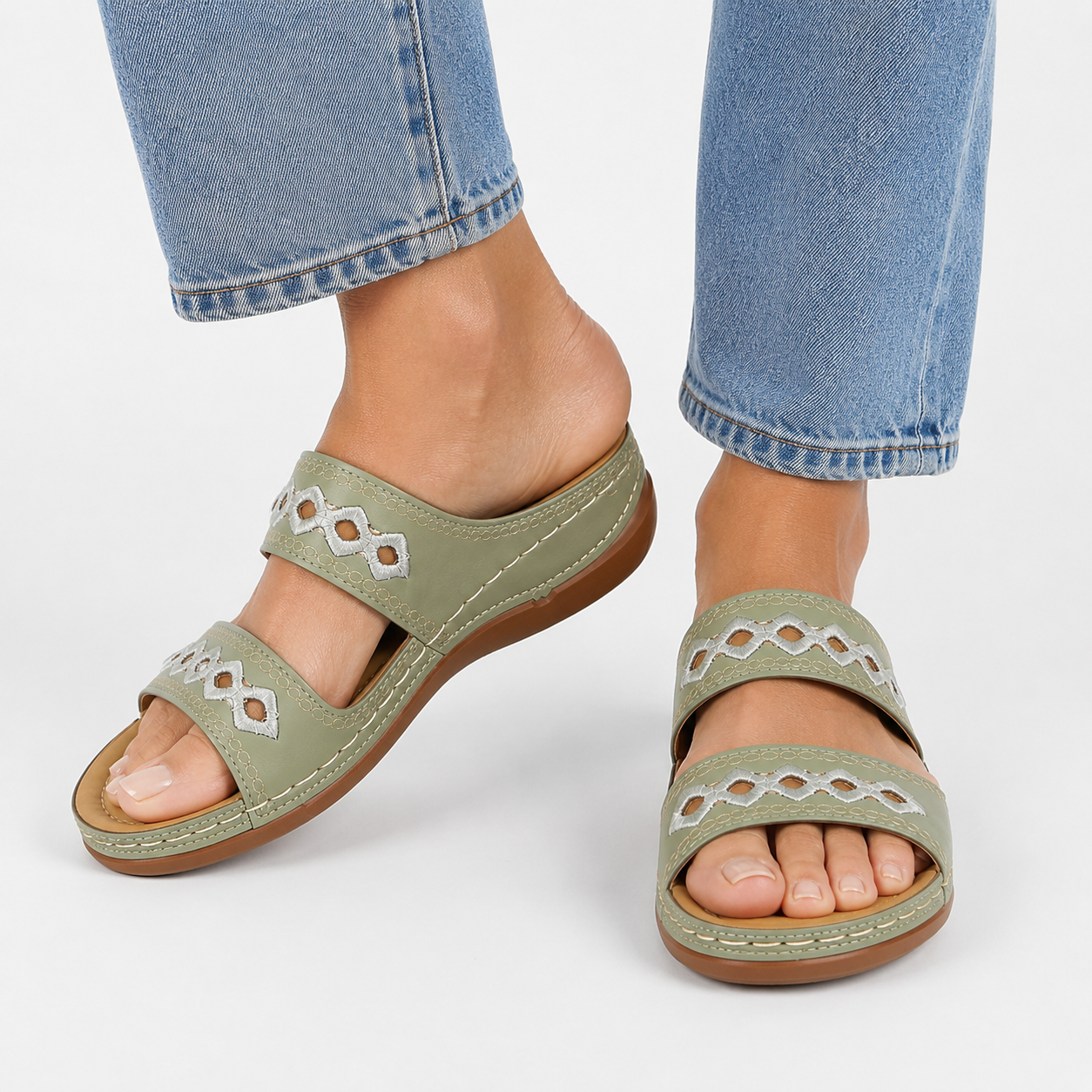 Sandales confort à enfiler avec soutien de voûte plantaire doux Femme