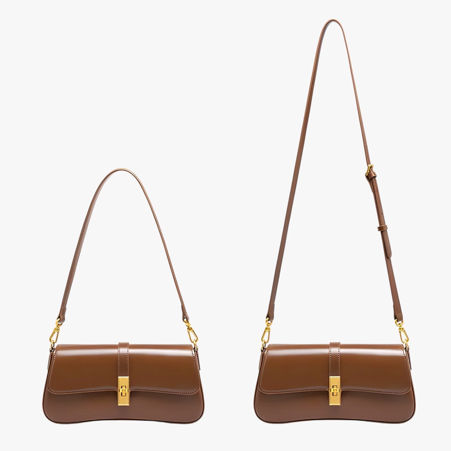 Sac à main Baguette pour femme en Cuir Véritable Noir de Luxe, Élégant et Compact