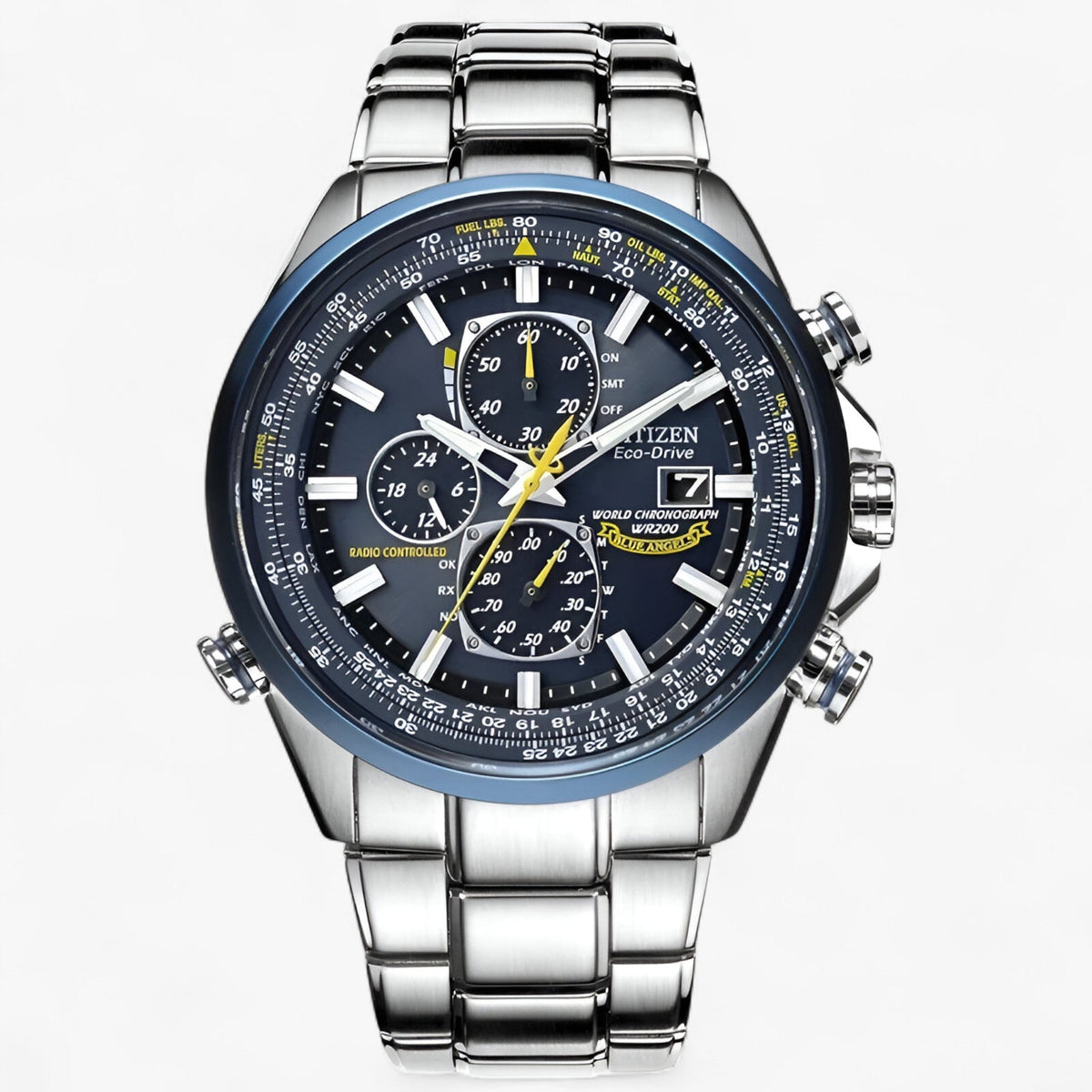 Montre Chronographe Homme MultiSteel 42mm – Acier Argenté, Cadran Bleu