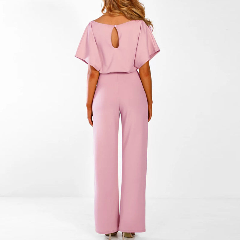 Combinaison Élégante Ceinturée pour Femme - Jambe Large