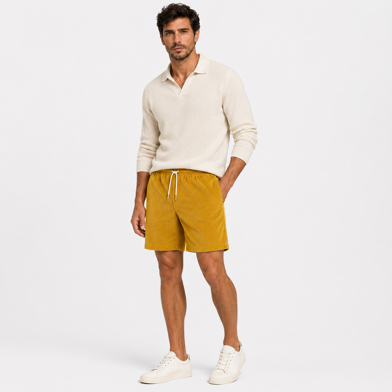 Let ribfløjlsshorts til kvinder med snøre - Komfort