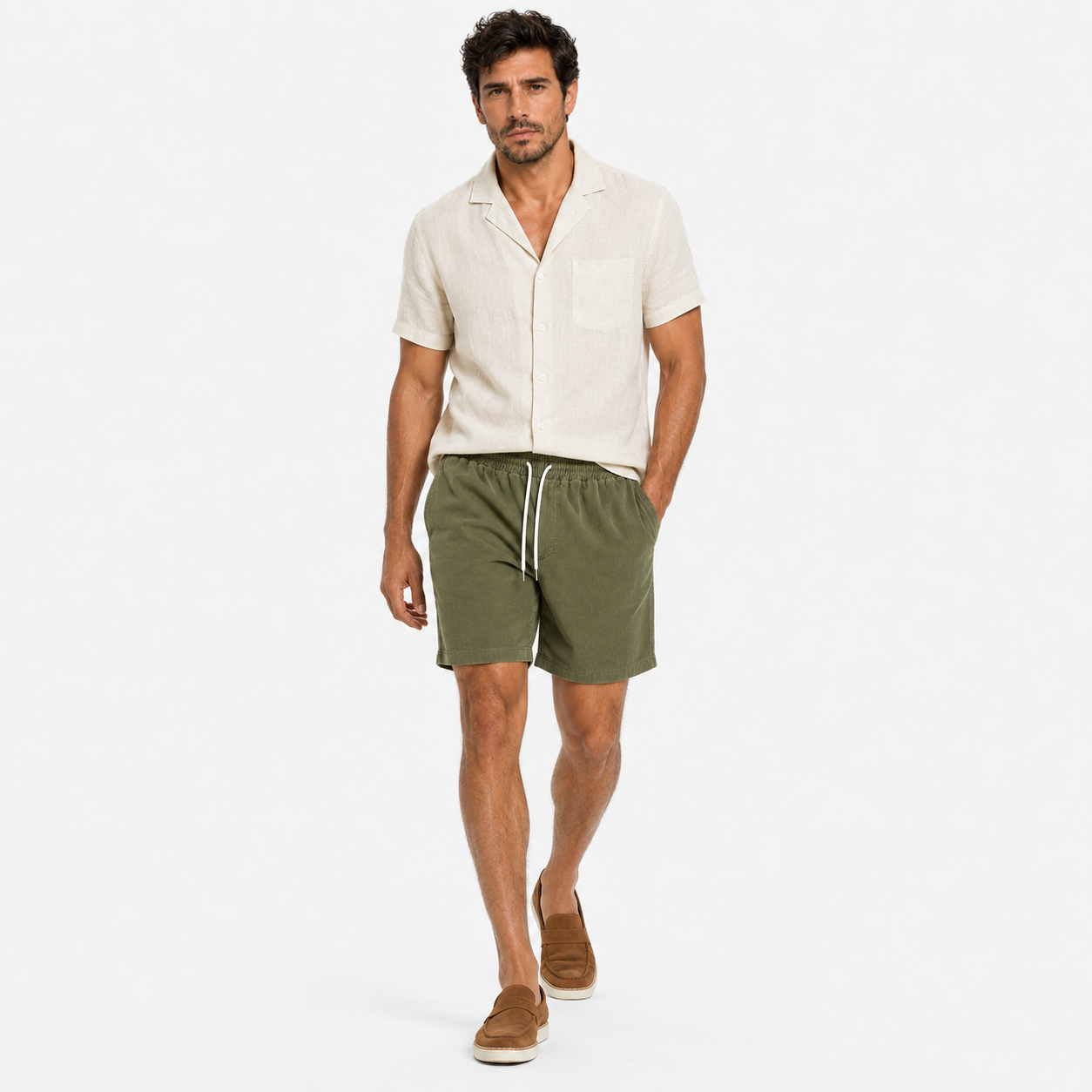 Let ribfløjlsshorts til kvinder med snøre - Komfort