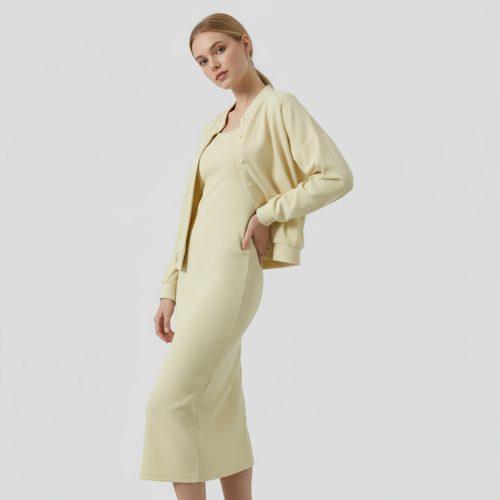 Ensemble Femme Midi Robe et Bomber Confort Look Sportif
