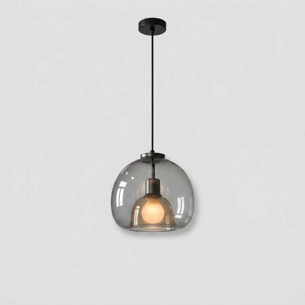 Suspension en Verre Fumé - Design Verre Soufflé à la Main
