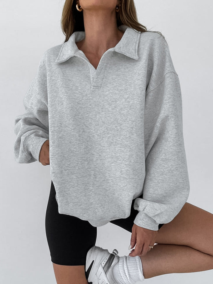 Sweat Femme Col Polo Décontracté 0