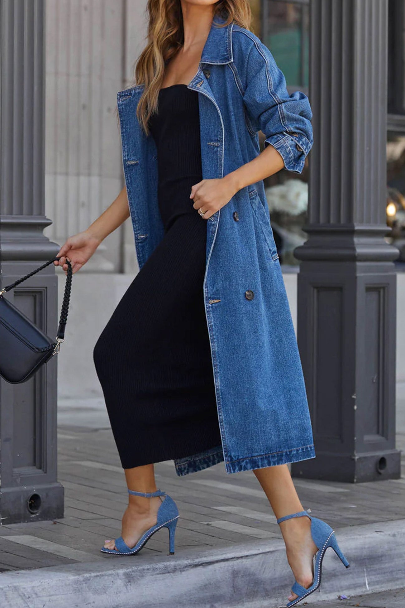 Trench Femme en Jean Chic Ajusté 0