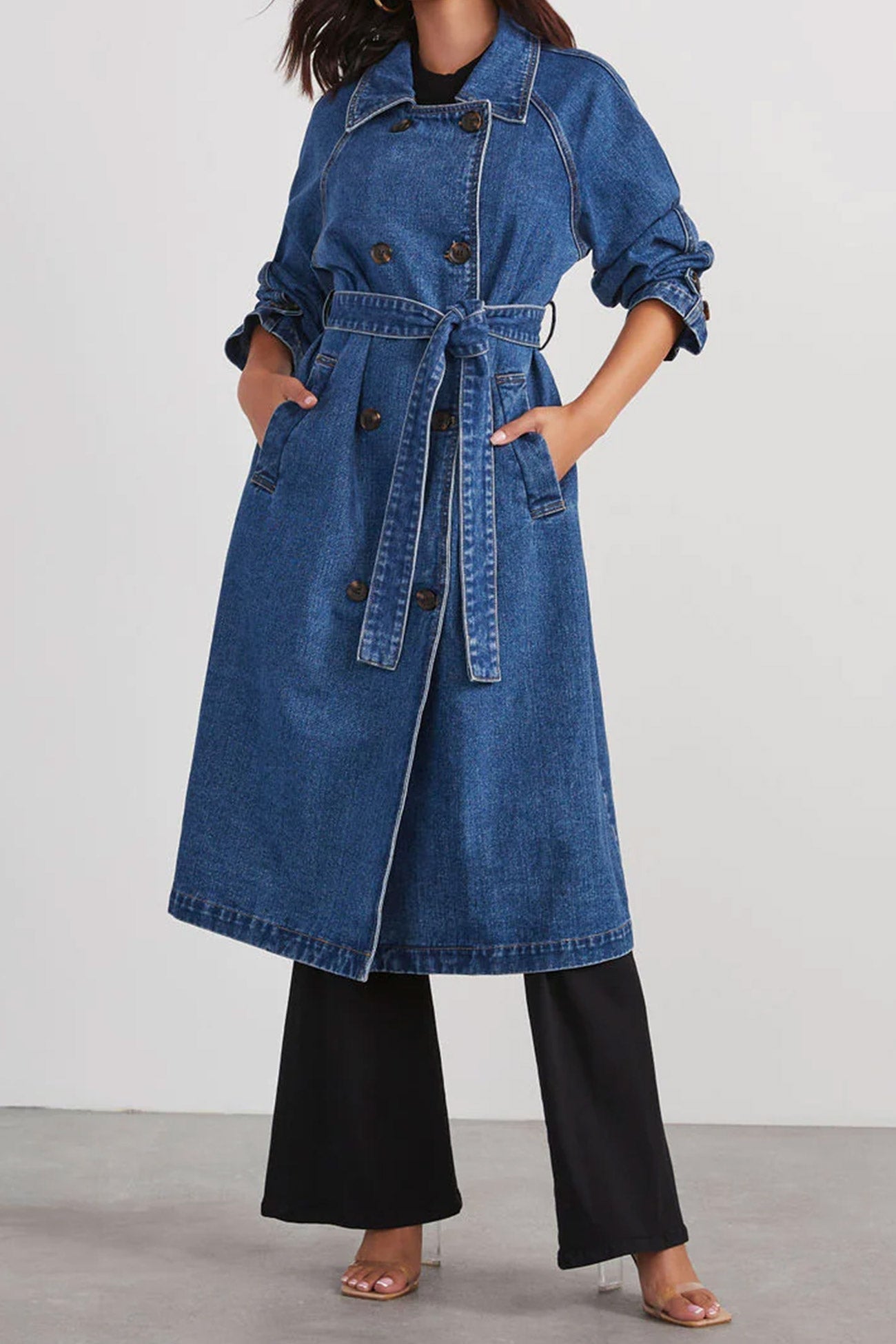 Trench Femme en Jean Chic Ajusté 3