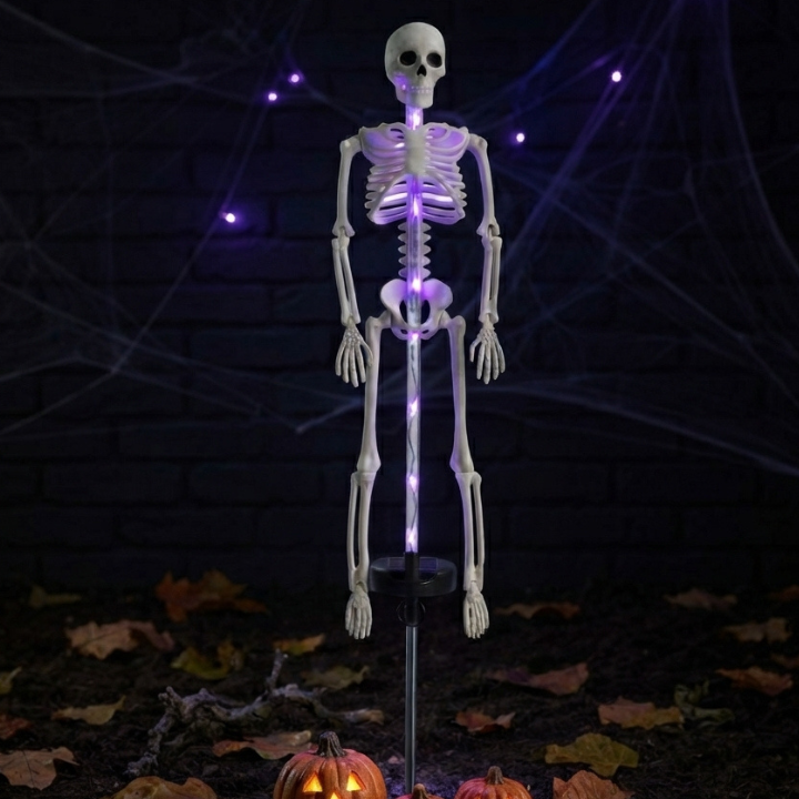 Piquet de Jardin Squelette Solaire Lumineux - Décor LED Halloween Extérieur