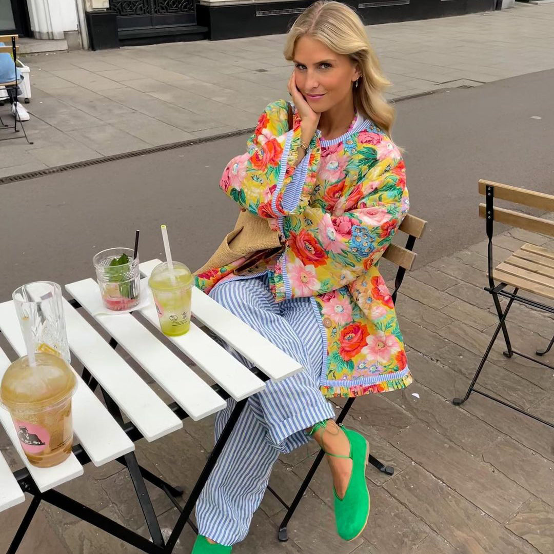 Veste Bomber Femme Imprimé Floral Élégante 2