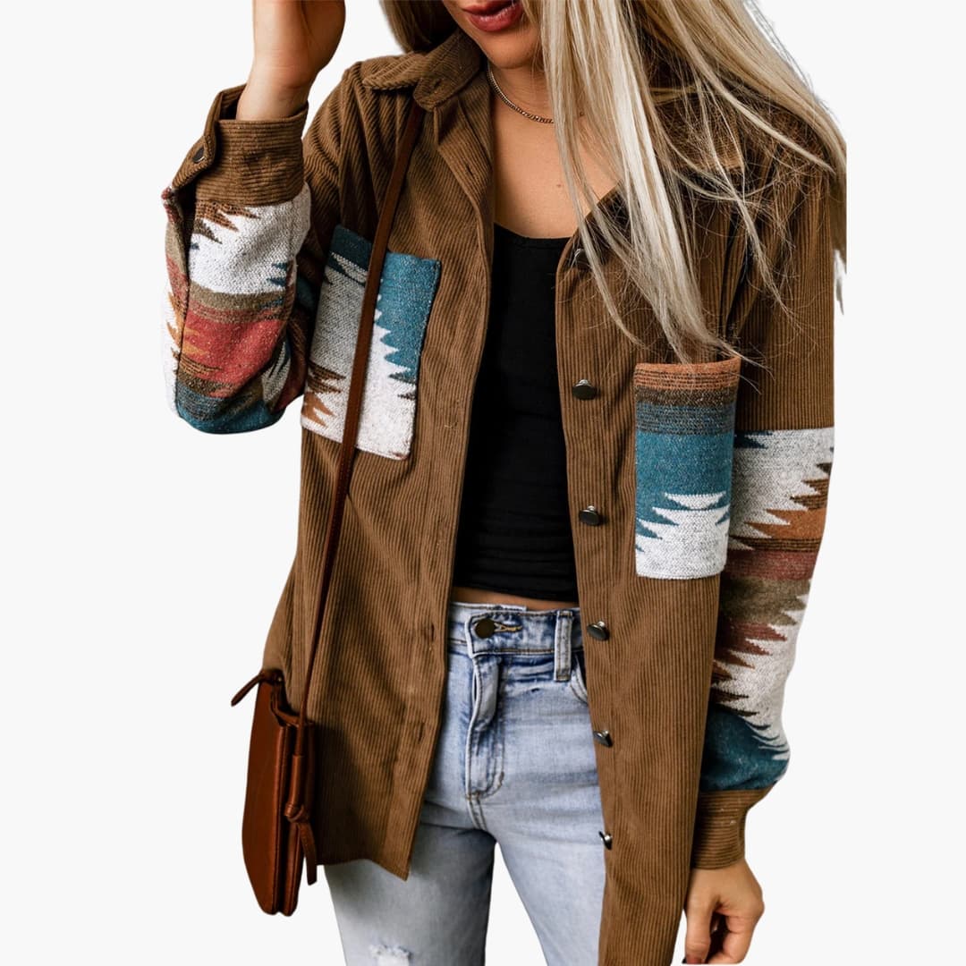 Veste Femme Chic en Velours Côtelé 1