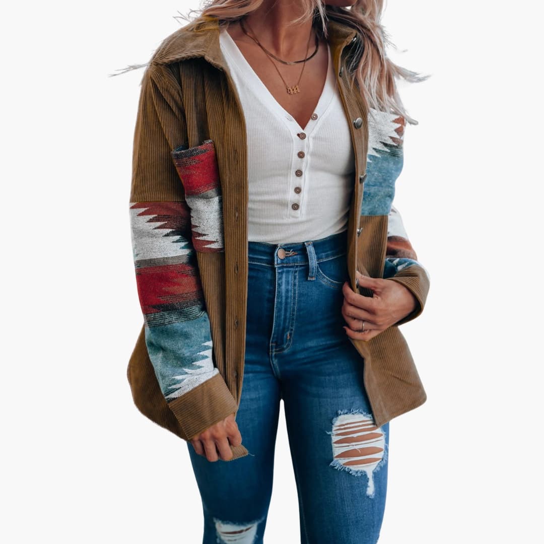 Veste Femme Chic en Velours Côtelé 2