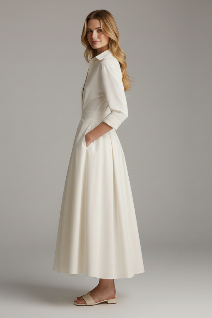 Robe Midi Femme a Taille Marquee