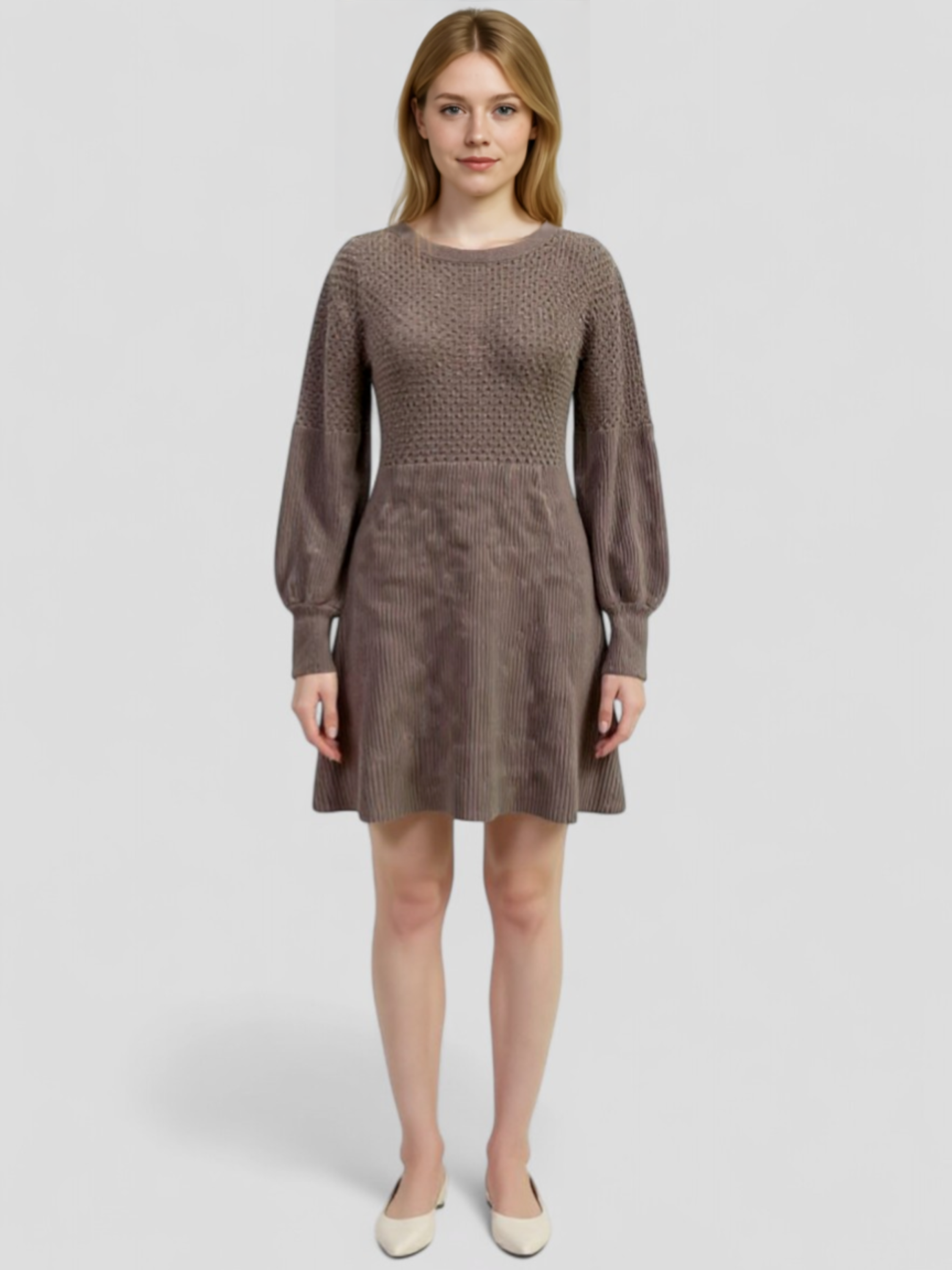 Robe Mini en Coton pour Femme Beige dresses Mode Féminine