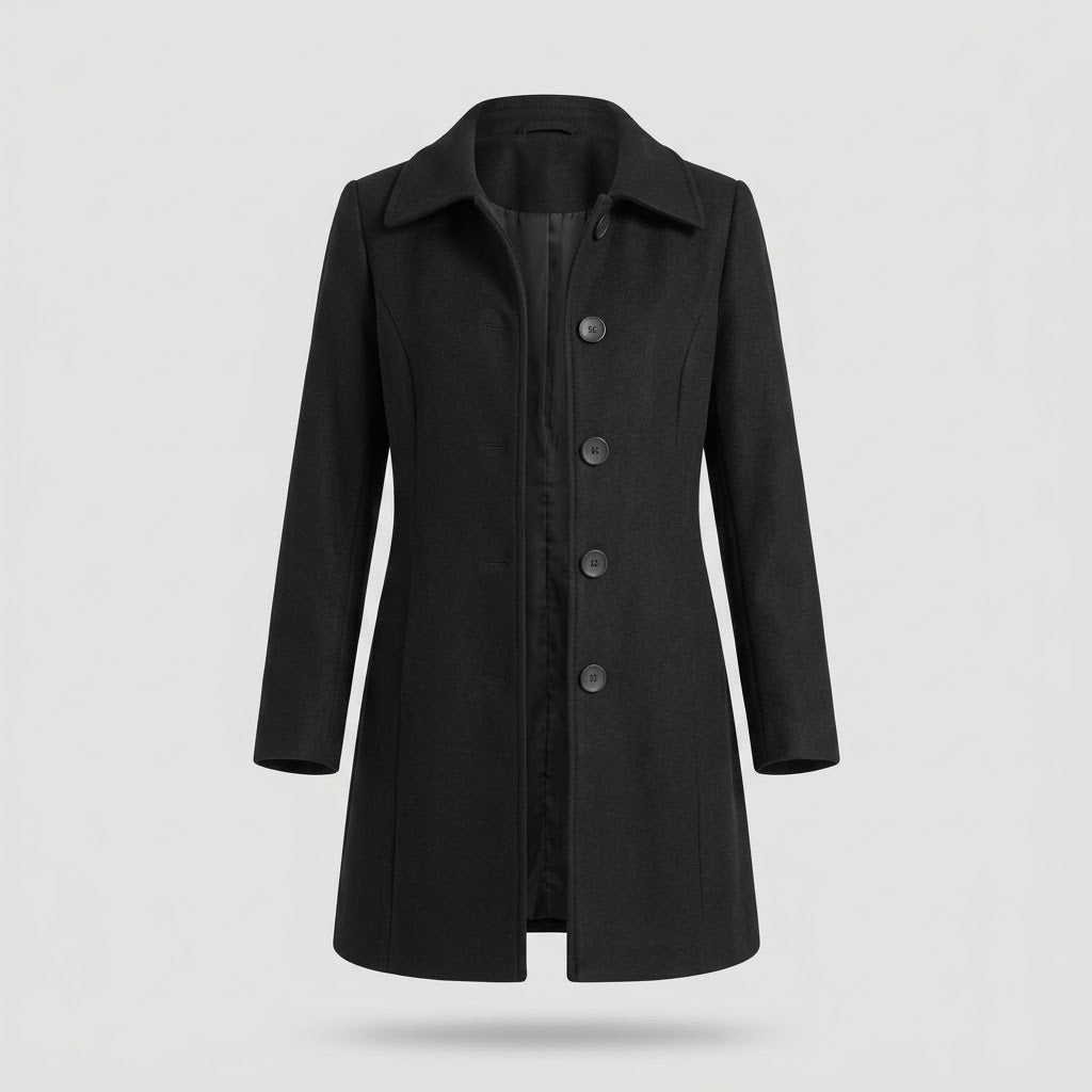 Manteau Ajuste Femme - Col Classique avec Fermeture Boutonnee