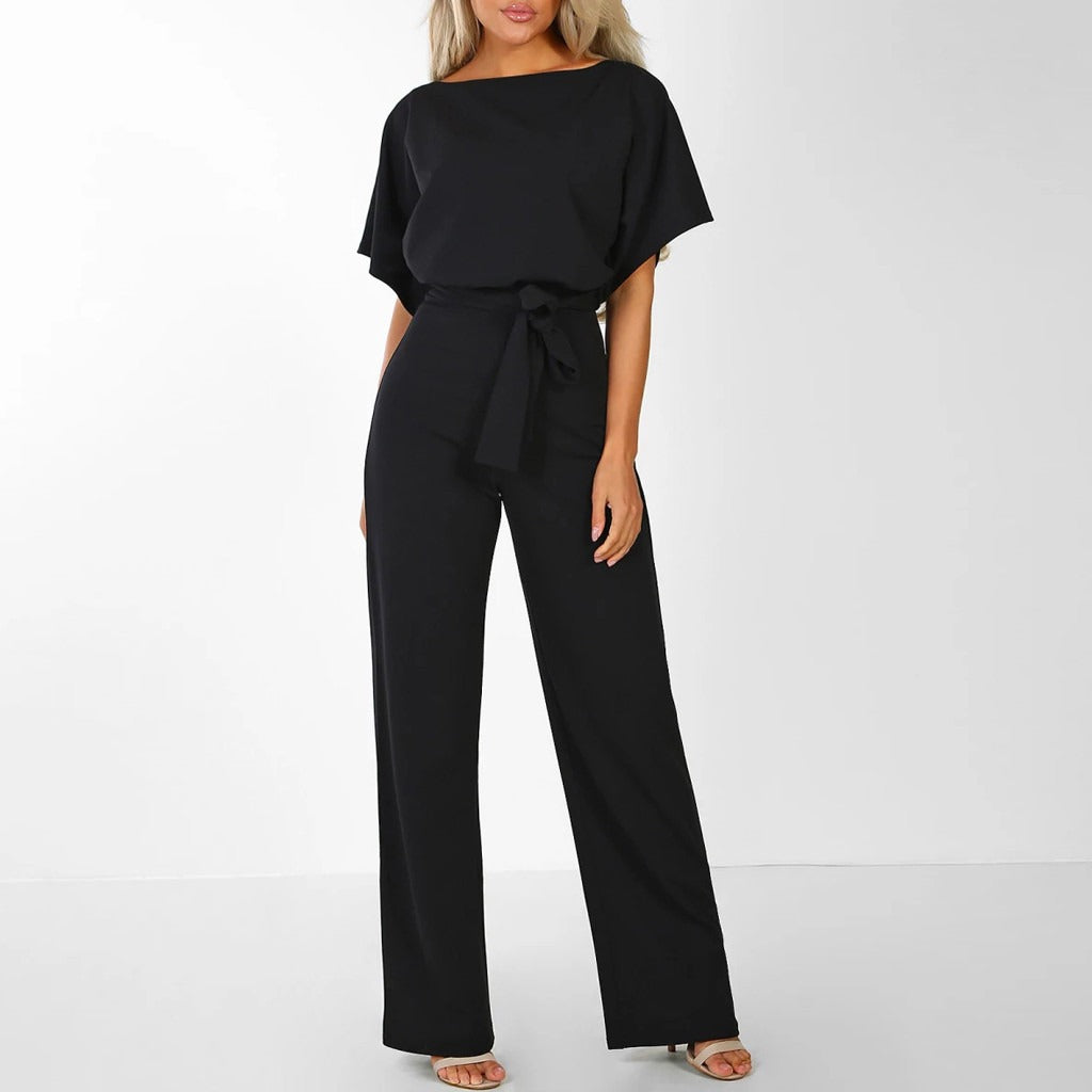 Combinaison Élégante Ceinturée pour Femme - Jambe Large